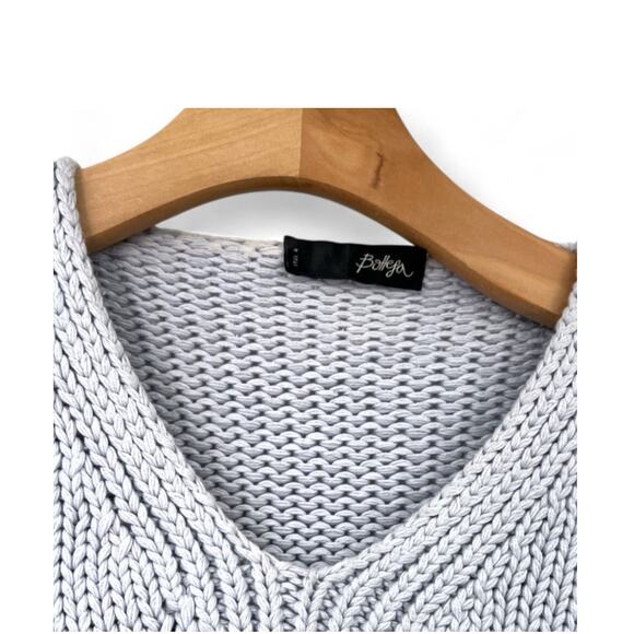 Bottega Veneta M Chunky Knit V-neck Sweater Pullover Cropped Blue Women's - Picture 2 of 4